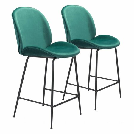 HOMEROOTS 41.9 x 19.9 x 24 in. Contemporary Emerald Green Velvet Counter Height Chair 396524